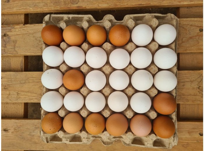 Fresh locally bred brown and white eggs 30pcs