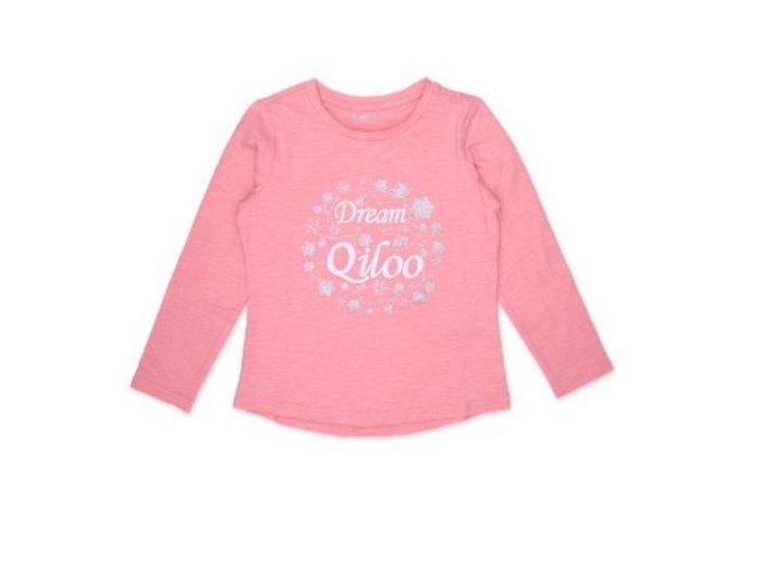 Qiloo Women Long Arm T-Shirt #732422227 Pink